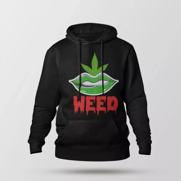 هودی نوشته Weed طرح لب گرافیکی