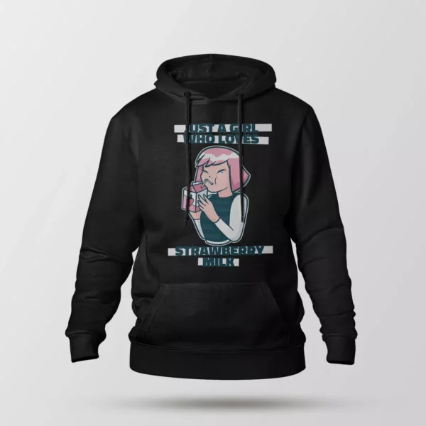 هودی دختر کیوت طرح Strawberry Milk