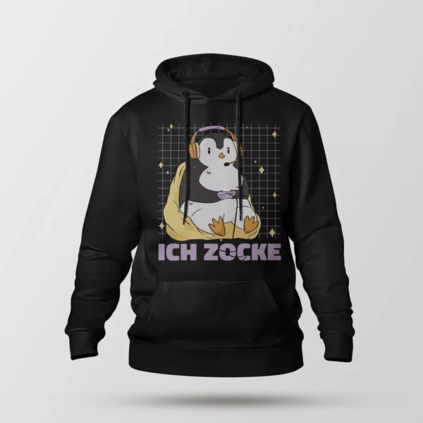 هودی پنگوئن گیمر طرح Ich Zocke