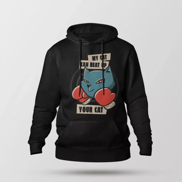 هودی گربه بوکسور طرح My Cat Can Beat Up Your Cat