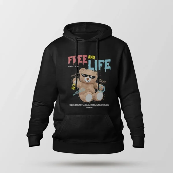 هودی خرس و نوشته Free And Life