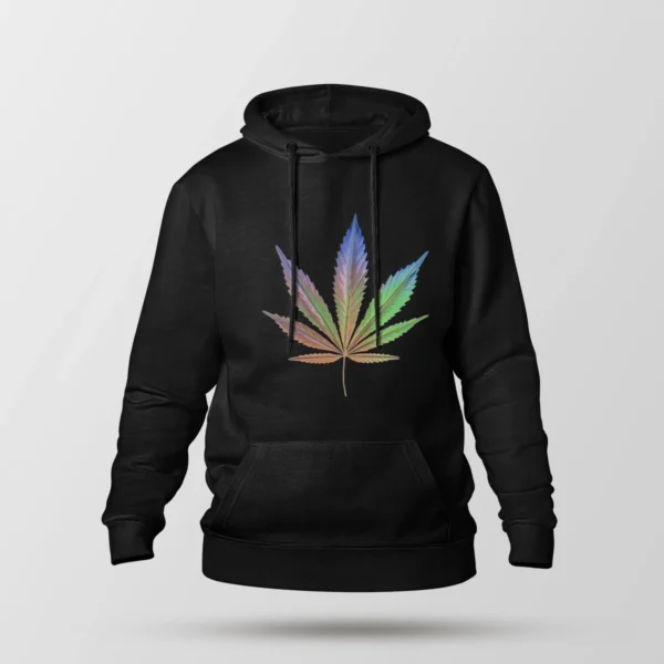 هودی طرح برگ شاهدانه براق (Chrome Cannabis Leaf)