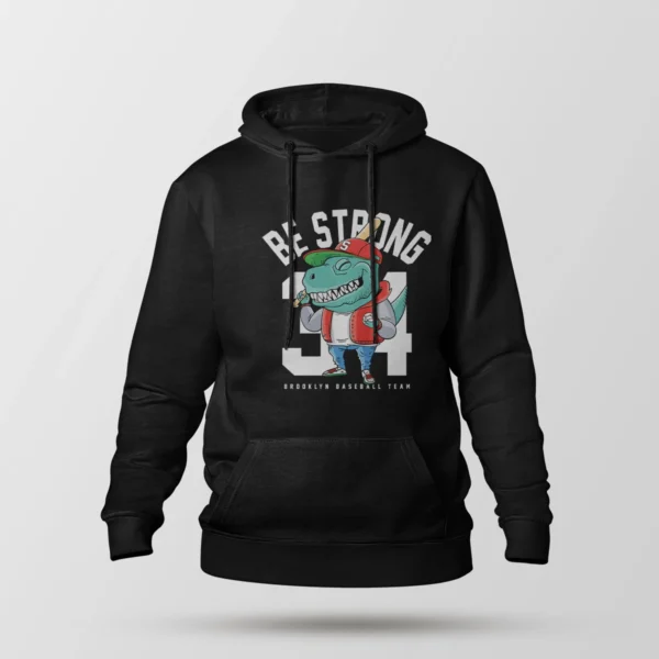 هودی کارتونی دایناسور طرح Be Strong Brooklyn Baseball
