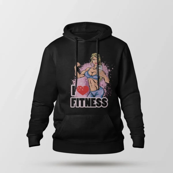 هودی بدنسازی دخترانه طرح I Love Fitness