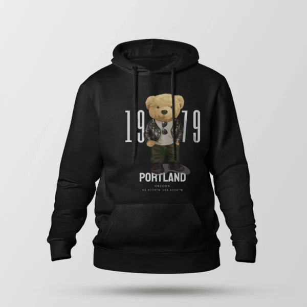 هودی طرح خرس عروسکی با کاپشن چرم Portland