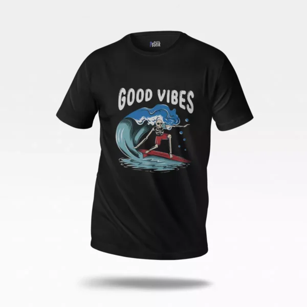 تیشرت اسکلت موج‌سوار طرح Good Vibes
