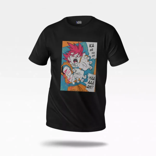 تیشرت انیمه دراگون بال طرح گوکو کامه هامه ها (Goku Kamehameha)