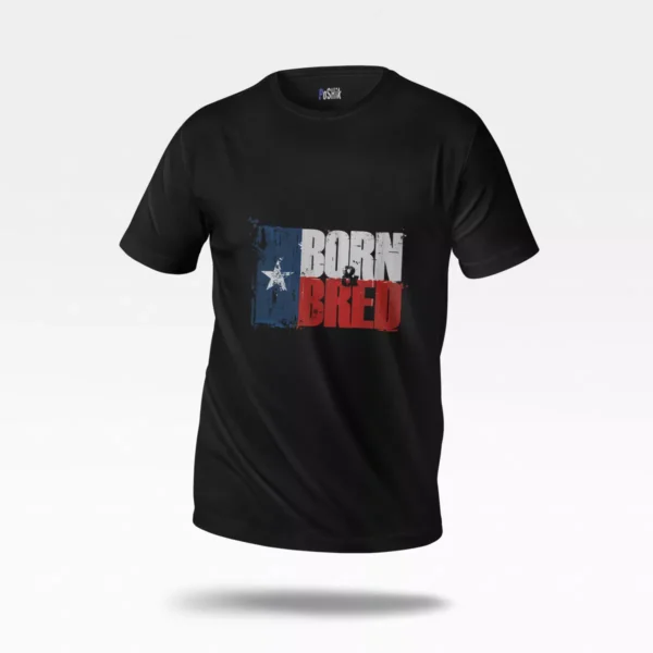 تیشرت ایالتی طرح پرچم تگزاس وینتیج با نوشته بزرگ Born & Bred دارک