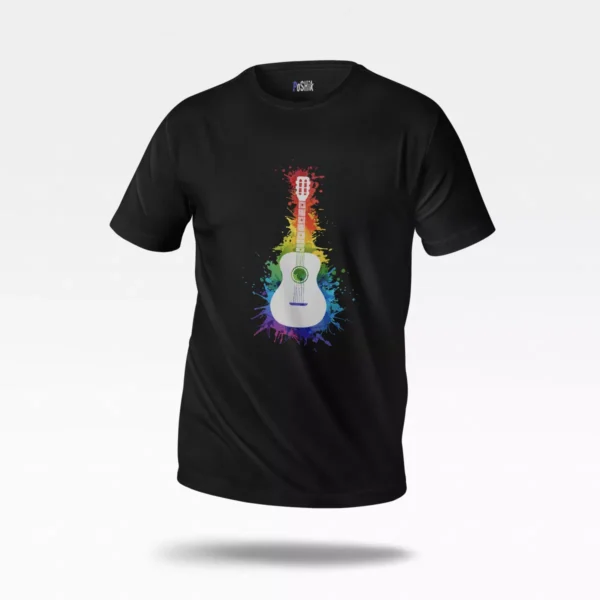 تیشرت گیتار طرح آبرنگی و موزیکال (Acoustic Guitar)