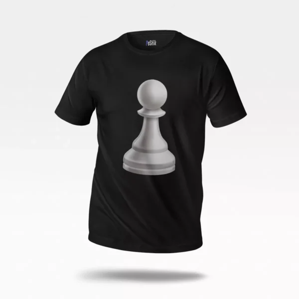 تیشرت شطرنج طرح مهره سرباز (Pawn) سفید سه بعدی مینی‌مال