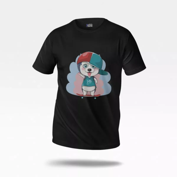 تیشرت کارتونی طرح سگ اسکیت باز (Cute Skater Dog)