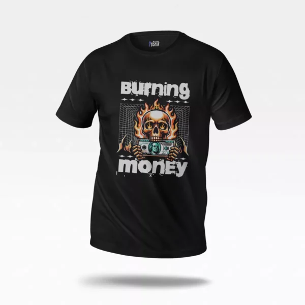 تیشرت جمجمه طرح پول سوخته (Burning Money)
