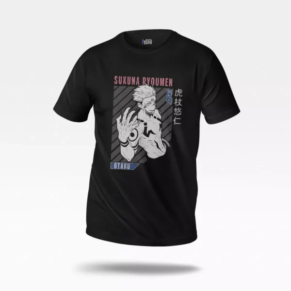 تیشرت انیمه جوجوتسو کایسن طرح سوکونا سیاه‌وسفید