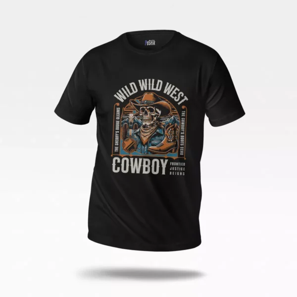 تیشرت وسترن طرح Wild Wild West Cowboy (جمجمه)