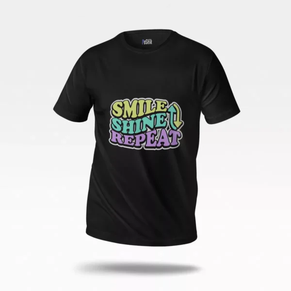 تیشرت نوشته Smile Shine Repeat طرح رنگارنگ