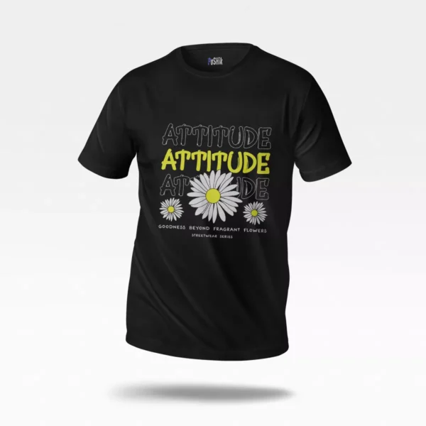 تیشرت تایپوگرافی Attitude با گل بابونه