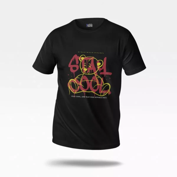 تیشرت خرس گرافیتی طرح Stay Cool
