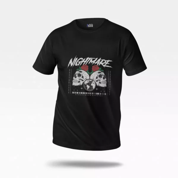 تیشرت جمجمه و گل رز طرح Nightmare