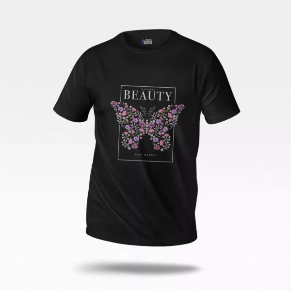 تیشرت پروانه گل‌دار طرح Natural Beauty