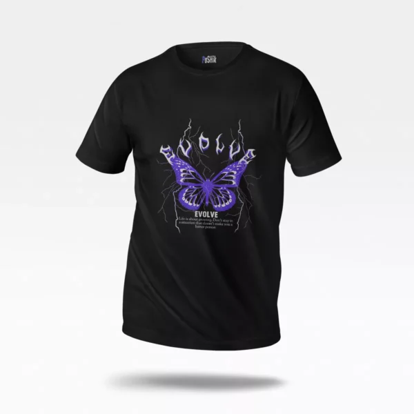 تیشرت پروانه طرح Evolve بنفش