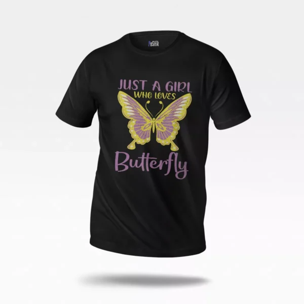 تیشرت پروانه طرح Just a Girl Who Loves Butterfly