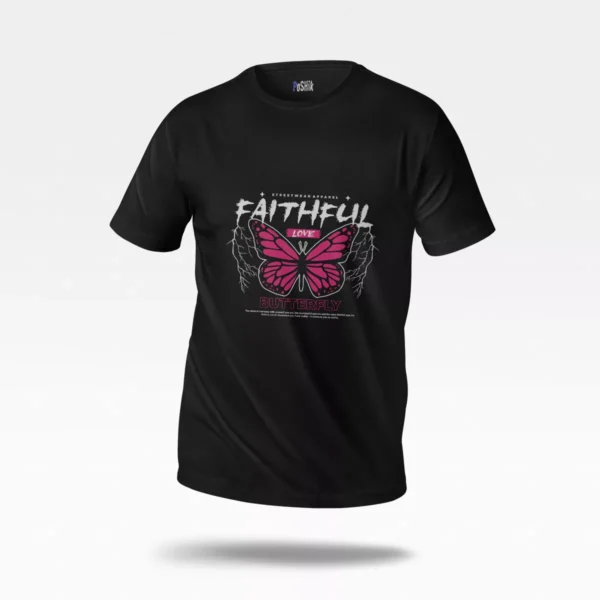 تیشرت پروانه طرح Faithful Love