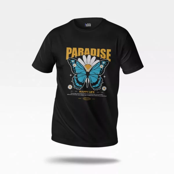 تیشرت پروانه طرح Paradise Happy Life