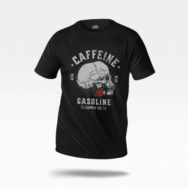 تیشرت جمجمه طرح Caffeine Gasoline Supply Co