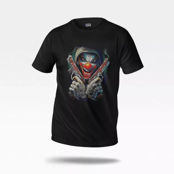 تیشرت دلقک طرح ترسناک با اسلحه (Scary Clown)