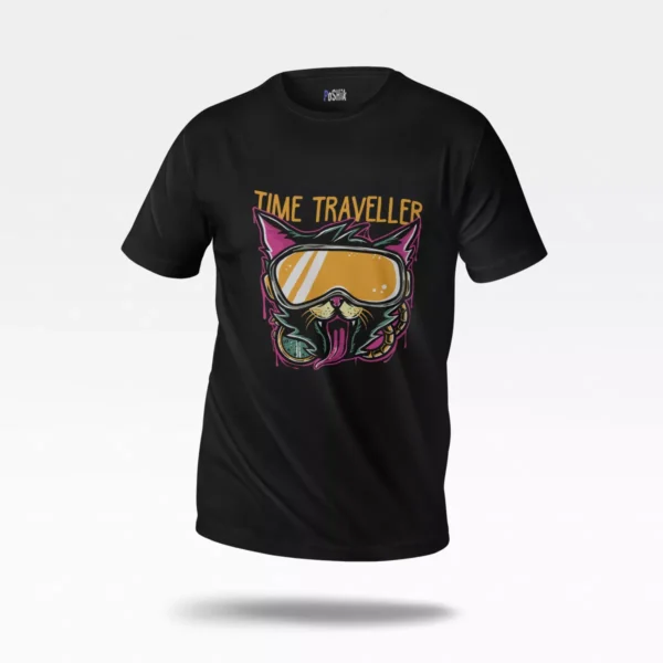 تیشرت گربه اسکی‌باز طرح Time Traveller