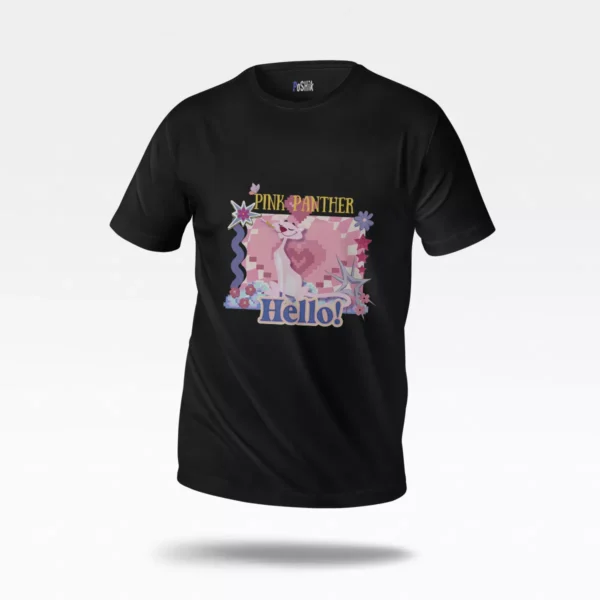 تیشرت پلنگ صورتی طرح Hello (Pink Panther)