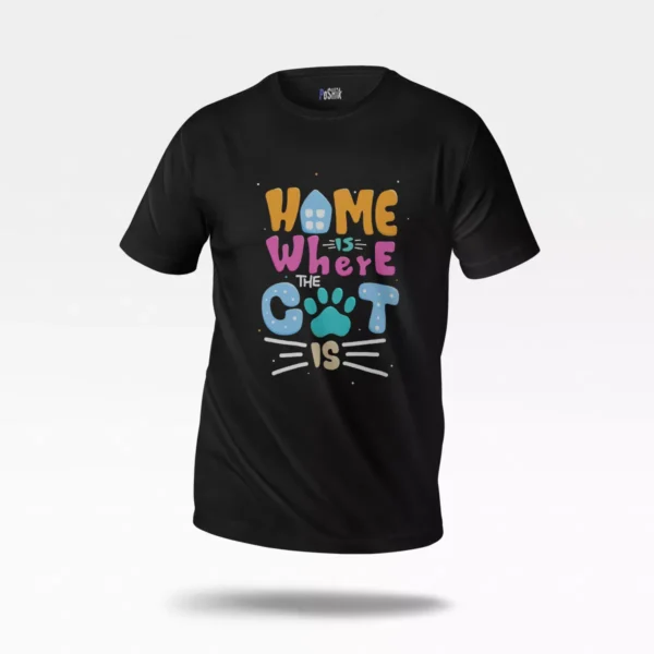 تیشرت گربه طرح Home is Where the Cat Is
