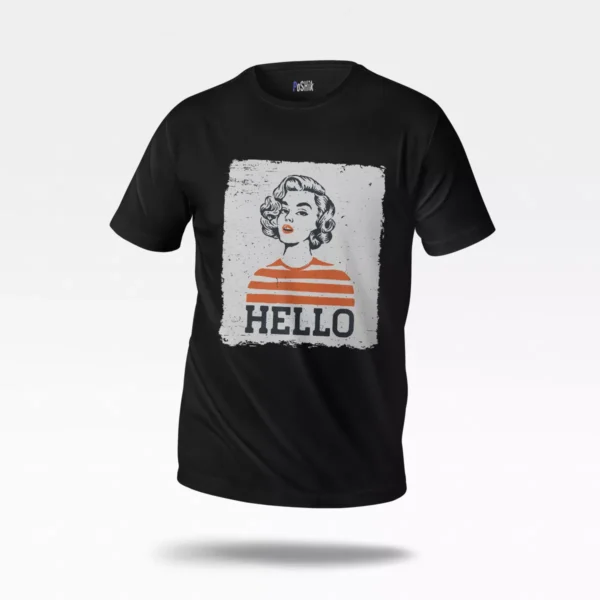 تیشرت طرح پرتره زن وینتیج Hello