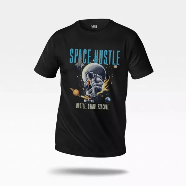 تیشرت فضانورد طرح Hustle Grind Execute