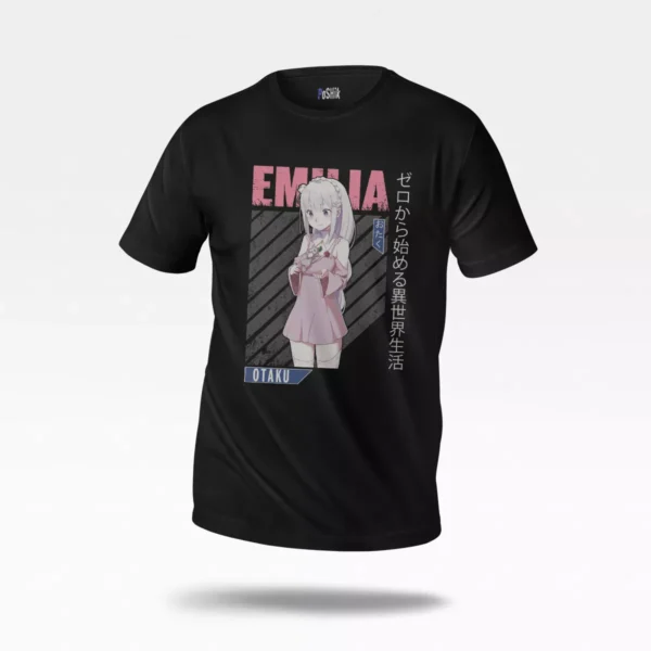 تیشرت انیمه ری زیرو طرح امیلیا با گل (Emilia)