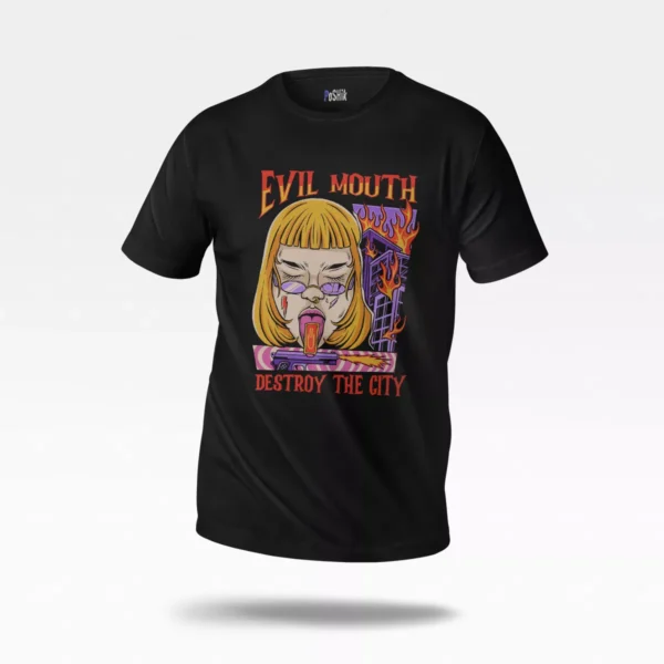 تیشرت دختر استریت‌ویر طرح Evil Mouth