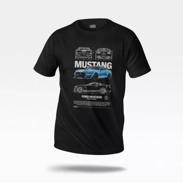 تیشرت فورد طرح Mustang آبی