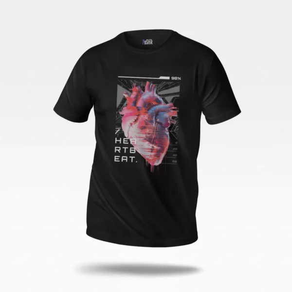 تیشرت قلب گلیچ طرح Heartbeat