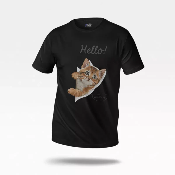تیشرت گربه طرح Hello