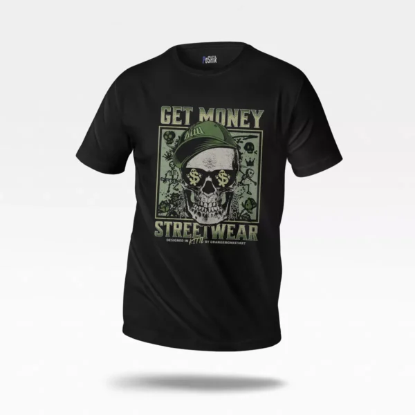 تیشرت جمجمه طرح Get Money Streetwear