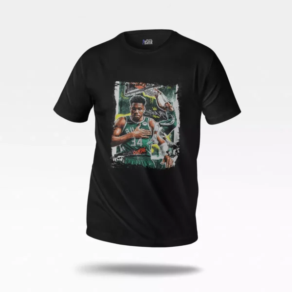 تیشرت بسکتبال طرح یانیس آنتتوکونمپو ۲ (Giannis - Bucks)