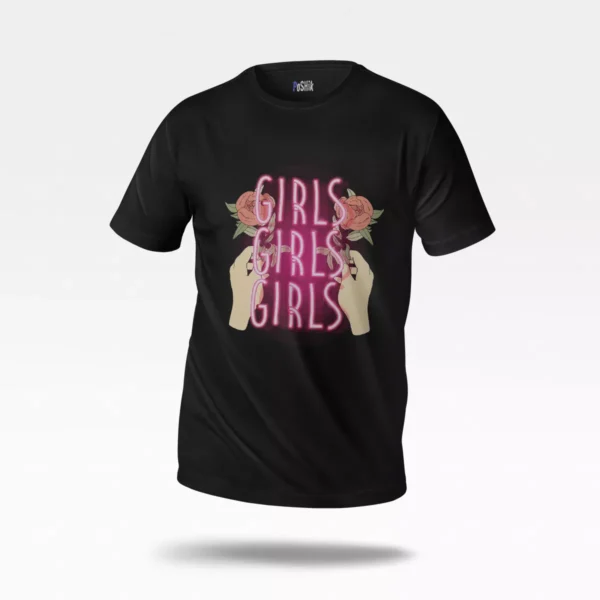 تیشرت دخترونه طرح نئونی Girls Girls Girls