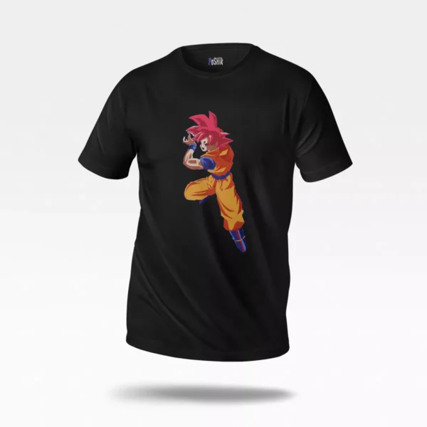 تیشرت انیمه دراگون بال طرح گوکو گاد قرمز (Goku God)