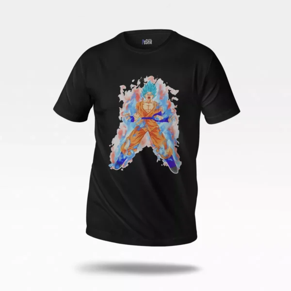 تیشرت انیمه دراگون بال طرح گوکو بلو انرژی (Blue Aura Goku)