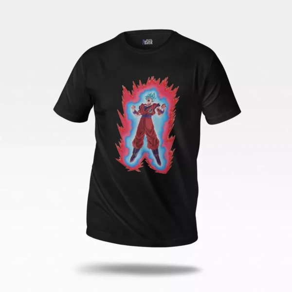 تیشرت انیمه دراگون بال طرح گوکو گاد رد (God Red Goku)