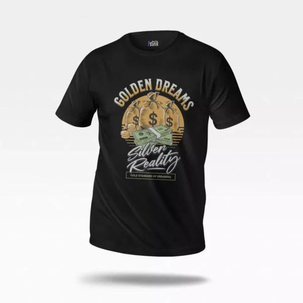 تیشرت طرح کیسه‌های پول Golden Dreams Silver Reality