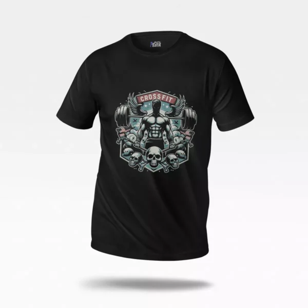 تیشرت کراسفیت طرح بدنساز نشسته با جمجمه (Crossfit)