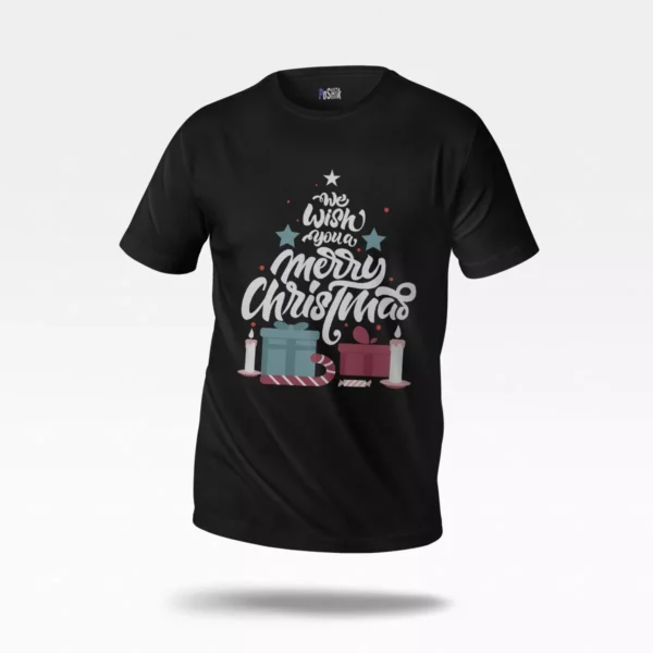 تیشرت کریسمس طرح درخت و هدیه We Wish You a Merry Christmas