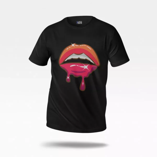 تیشرت لب طرح نارنجی چکه‌دار (Dripping Lips)