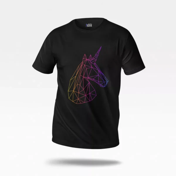 تیشرت اسب شاخدار طرح خط رنگی (Unicorn Wireframe)